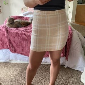 Pink plaid skirt